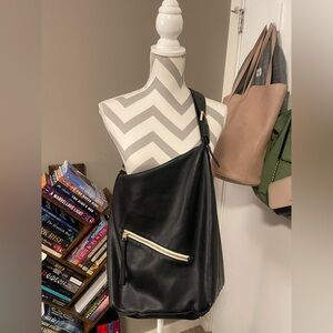 All Saints Black Shoulder Bag with Silver Zipper